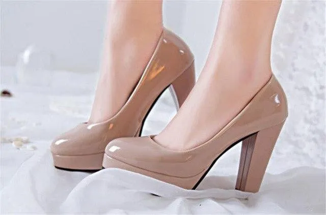 2018 NEW Spring  Women's Pumps Single High-Heeled Shoes Waterproof Nude Color Platfrom Shoes Bridal Shoes .DFGD-F-2