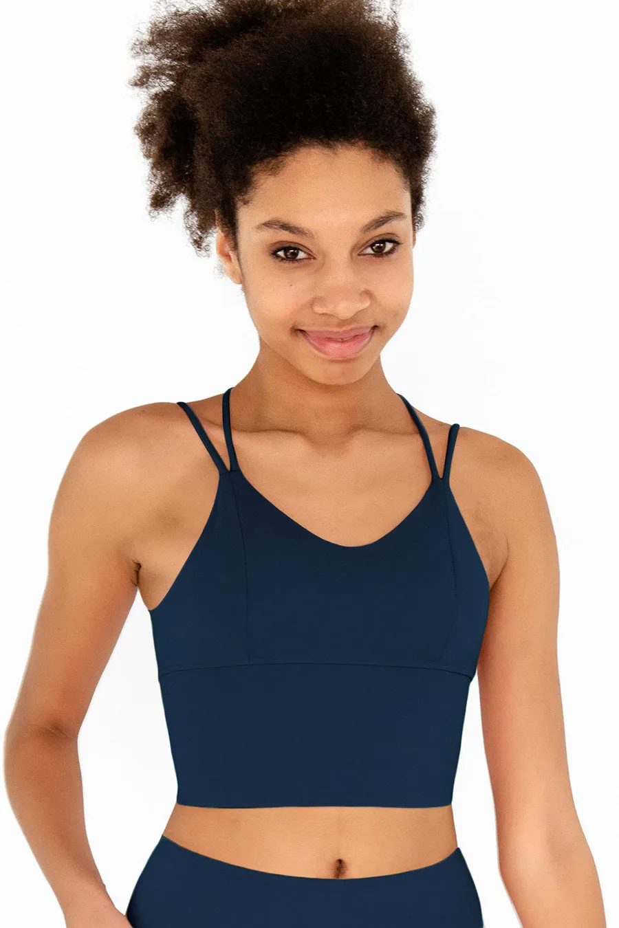 4 for $54 - Navy Blue Kelly Strappy Long Line Padded Sports Bra - Women