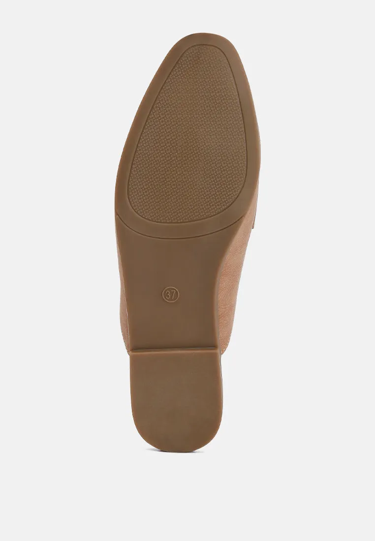 Abner Horsebit Embellished Slip On Mules In Taupe