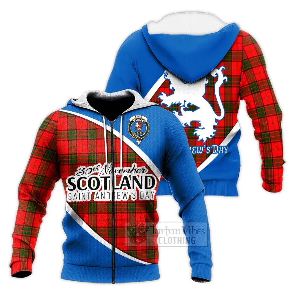 Adair Family Crest Tartan Knitted Hoodie Celebrate Saint Andrew's Day in Style