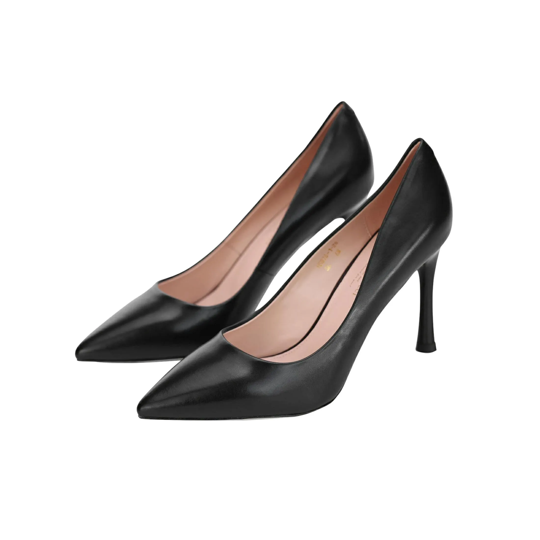 AiciBerllucci  Black Calfskin  Leather & Sheepskin lining-KAYA -Pumps for Women 3.5 inch Heels-Stiletto High Heels Pointy Toe Pumps Shoes