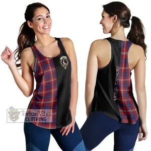 Ainslie Tartan Women's Racerback Tanks with Family Crest and Half Of Me Style