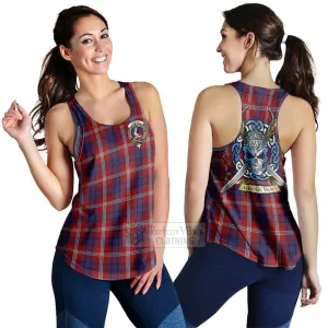 Ainslie Tartan Women's Racerback Tanks with Family Crest Celtic Skull Style