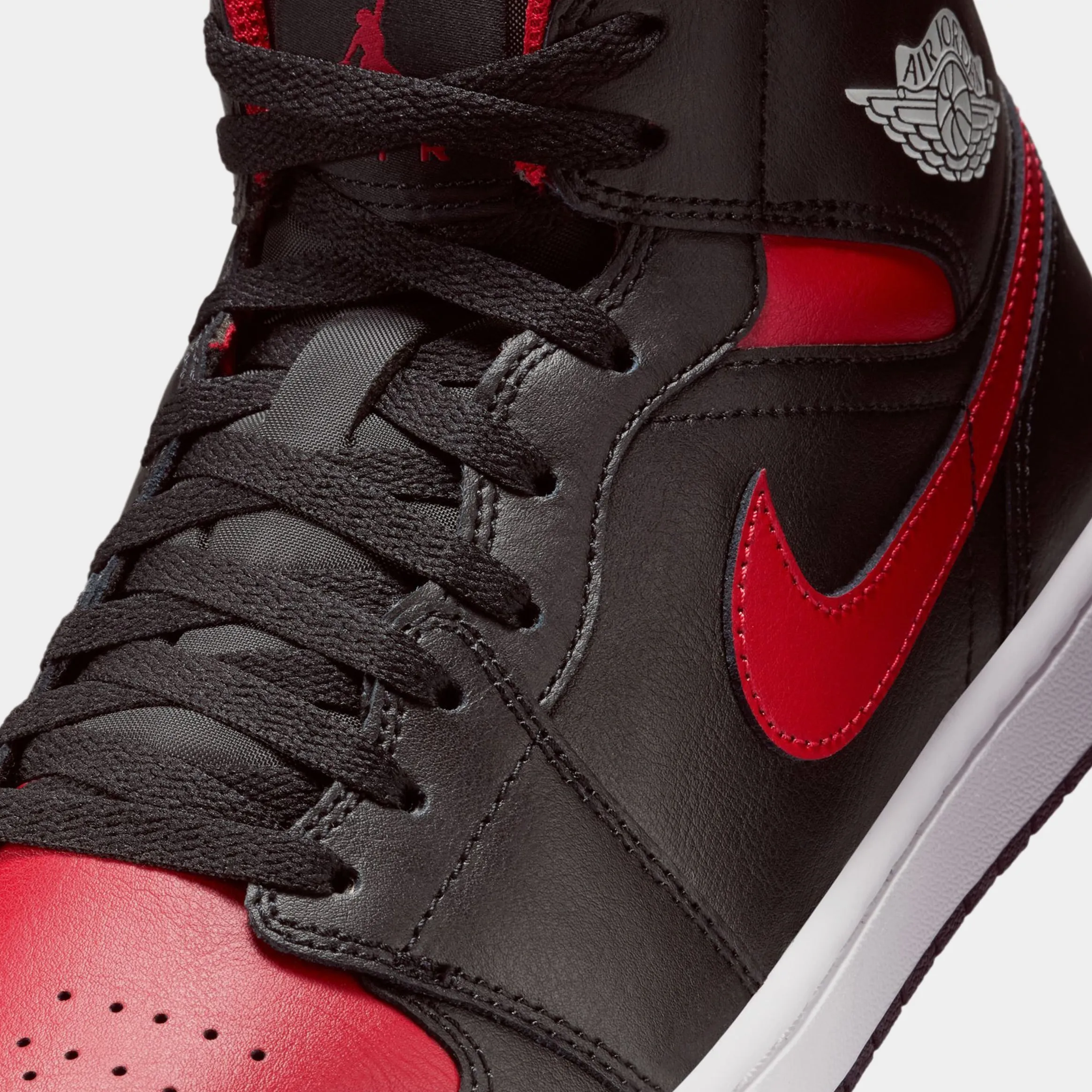 Air Jordan 1 Mid Bred Mens Basketball Shoes (Black/Varsity Red/Summit White)