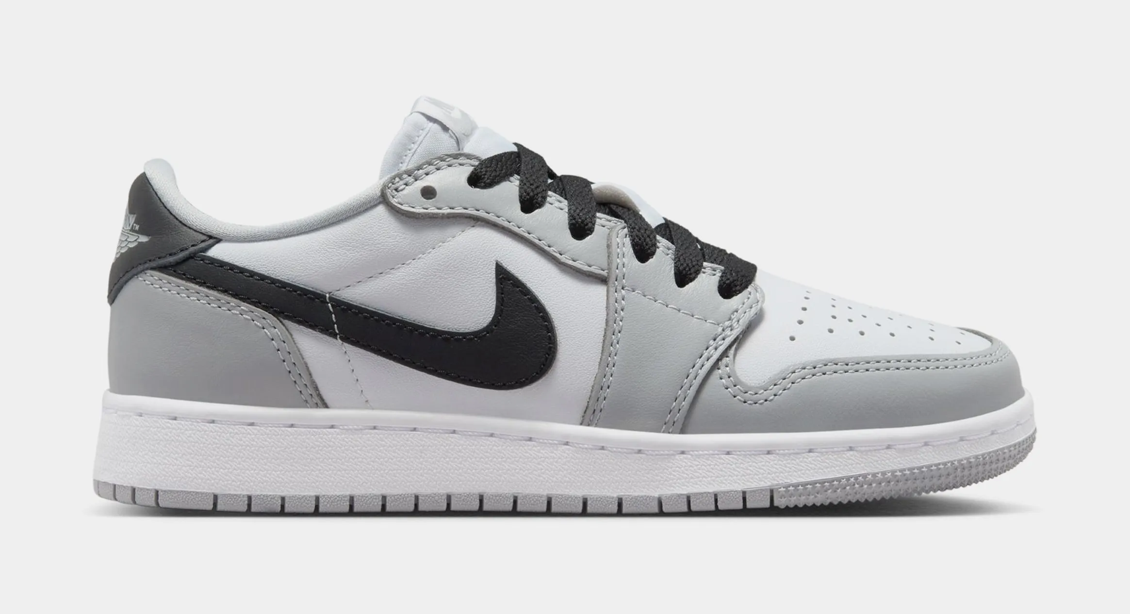 Air Jordan 1 Retro Low OG Wolf Grey Grade School Lifestyle Shoes (White/Black/Wolf Grey)