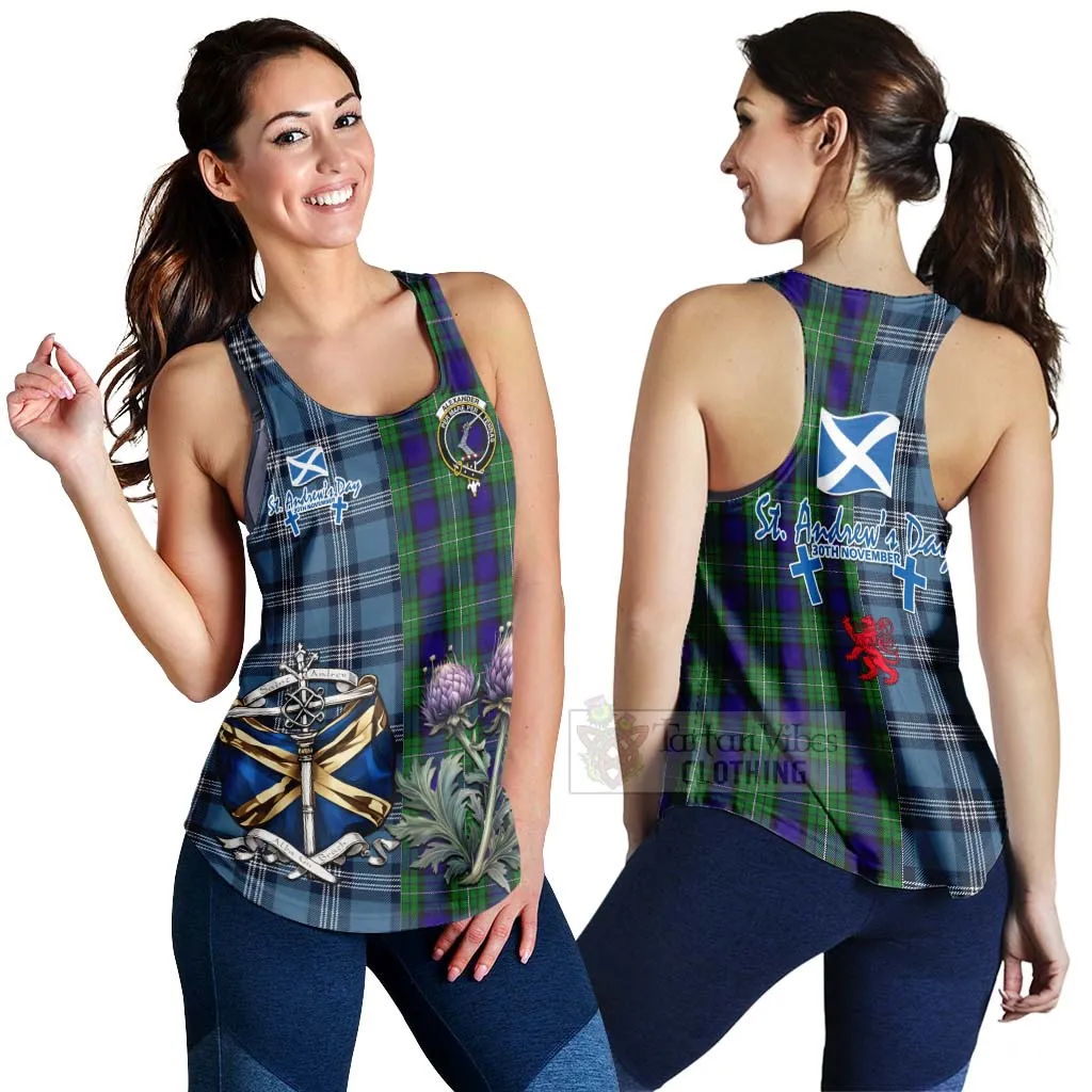 Alexander Tartan Women's Racerback Tanks Happy St. Andrew's Day Half Tartan Style