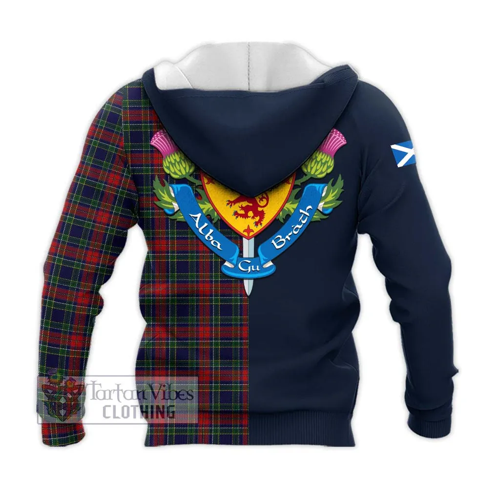 Allison Red Tartan Knitted Hoodie Alba with Scottish Lion Royal Arm Half Style