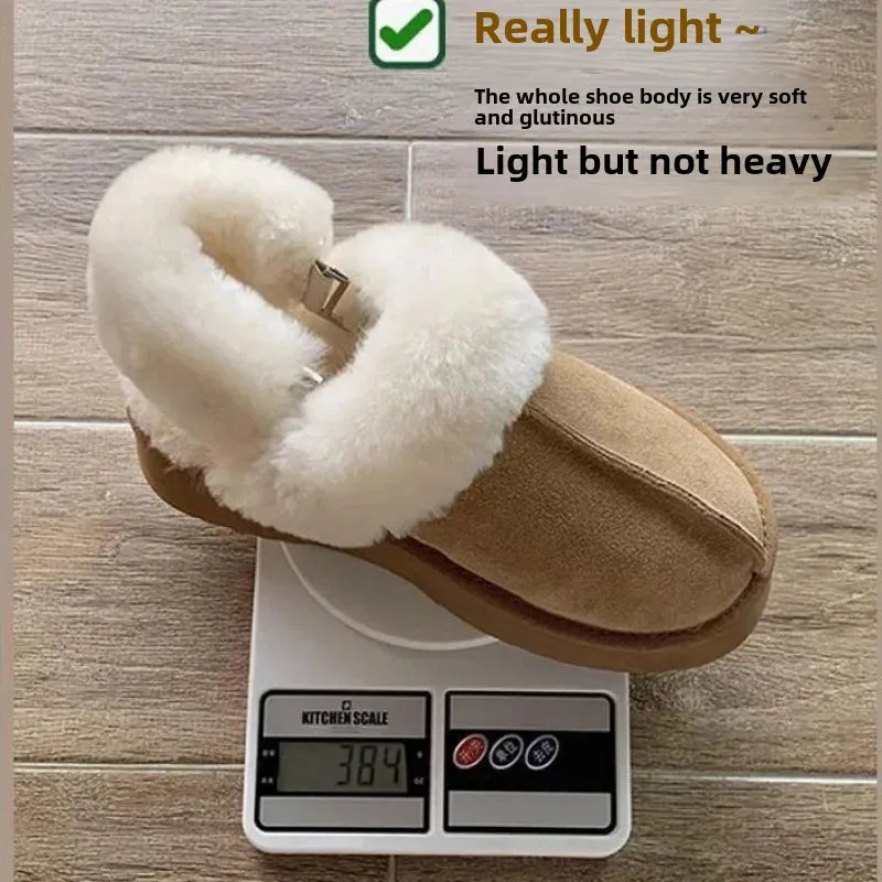 Amozae-Thickened Cotton Women's Slippers  Warm Outer Wear Anti-slip Winter Fleece Shoes One Step Warm Footwear Women's