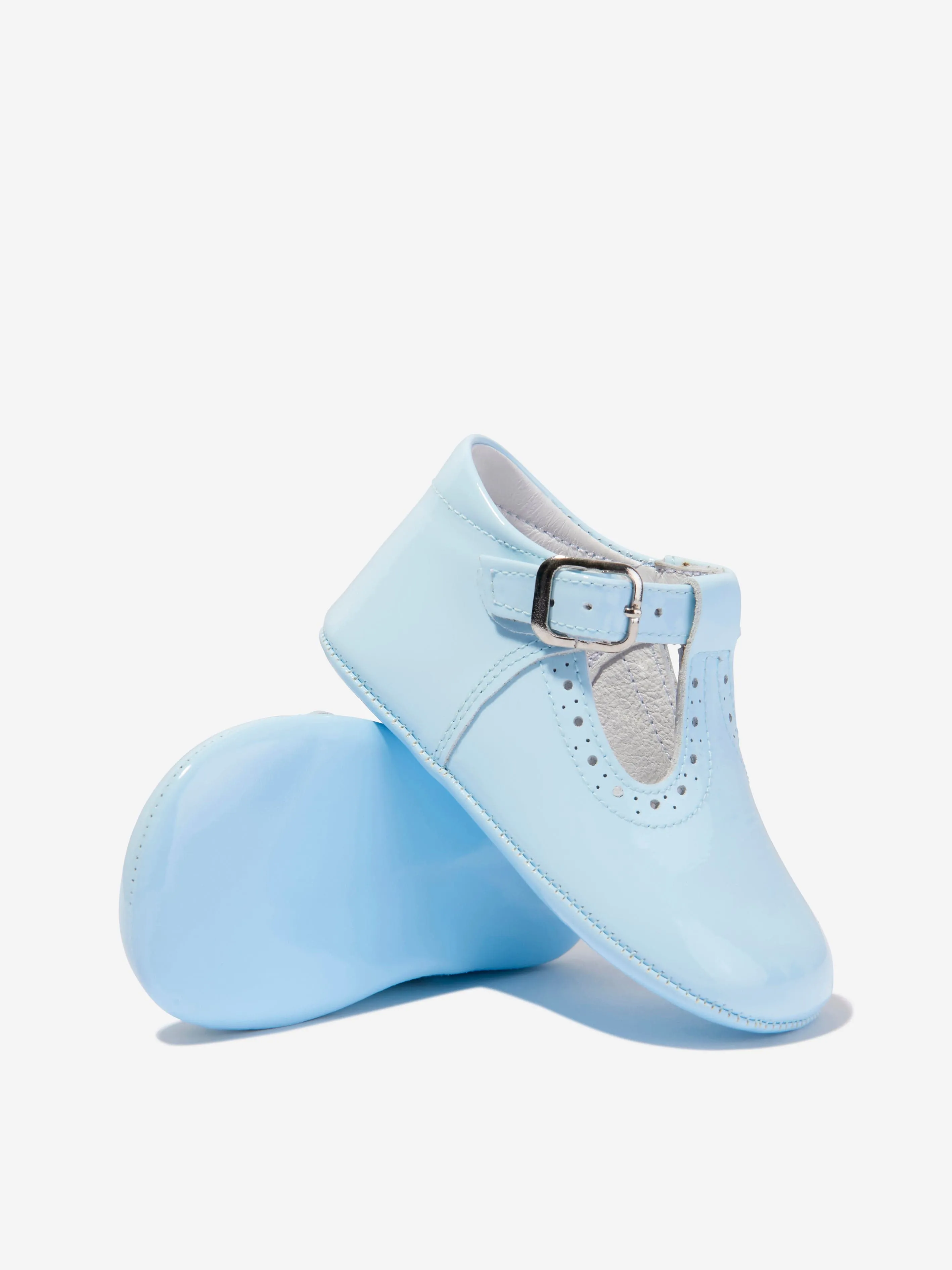 Andanines Baby Patent Leather Buckle Shoes in Blue