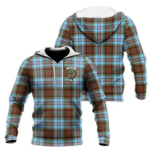 Anderson Ancient Tartan Knitted Hoodie with Family Crest