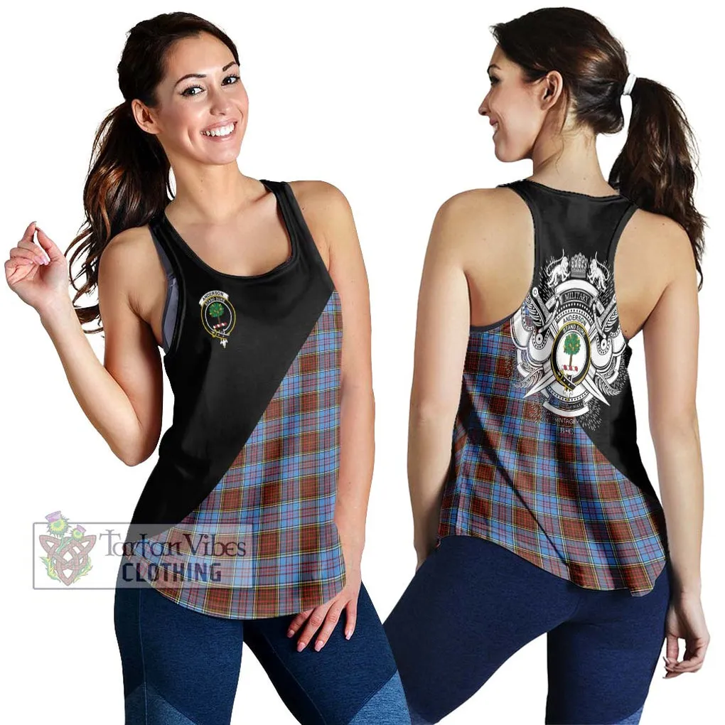 Anderson Modern Tartan Women's Racerback Tanks with Family Crest and Military Logo Style