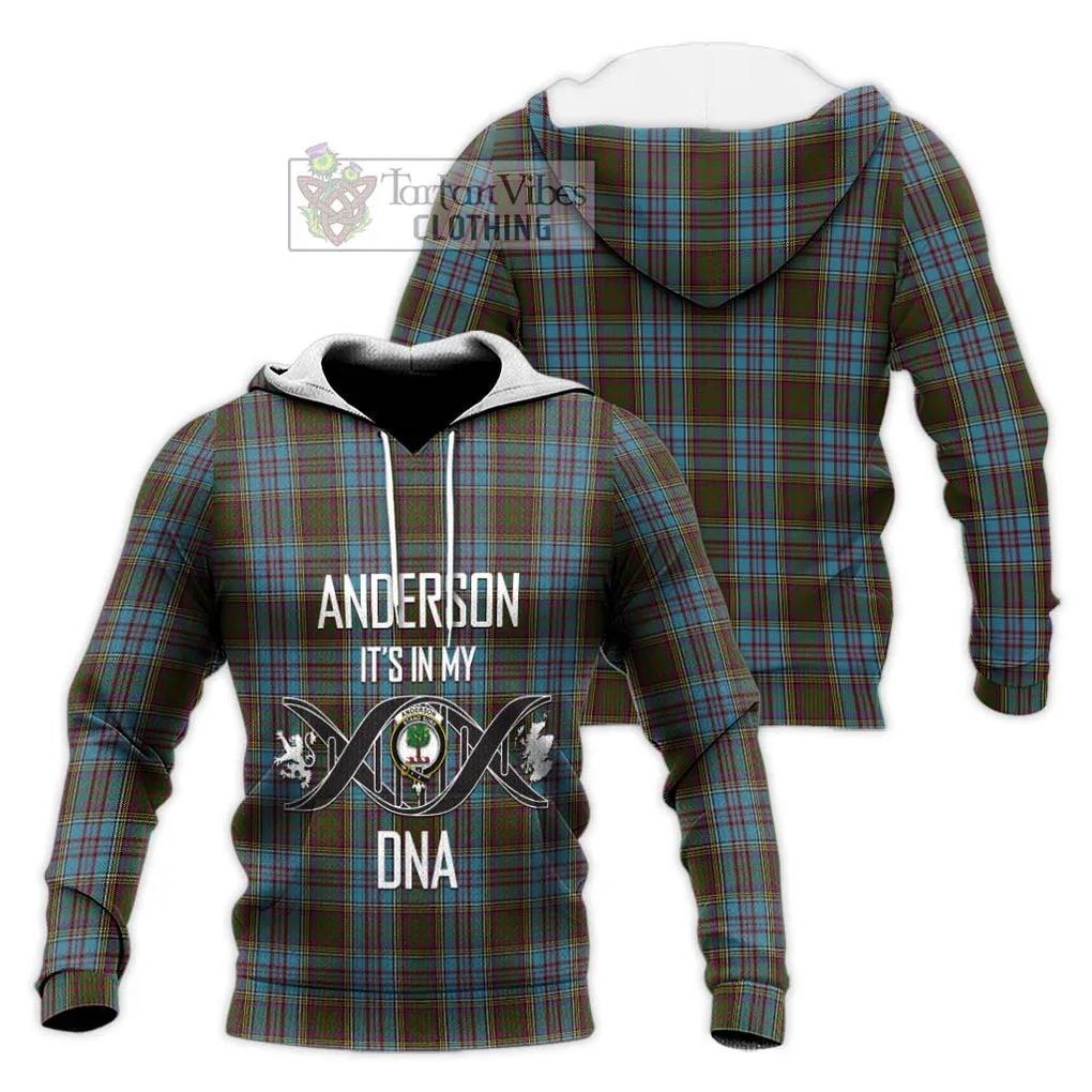 Anderson Tartan Knitted Hoodie with Family Crest DNA In Me Style