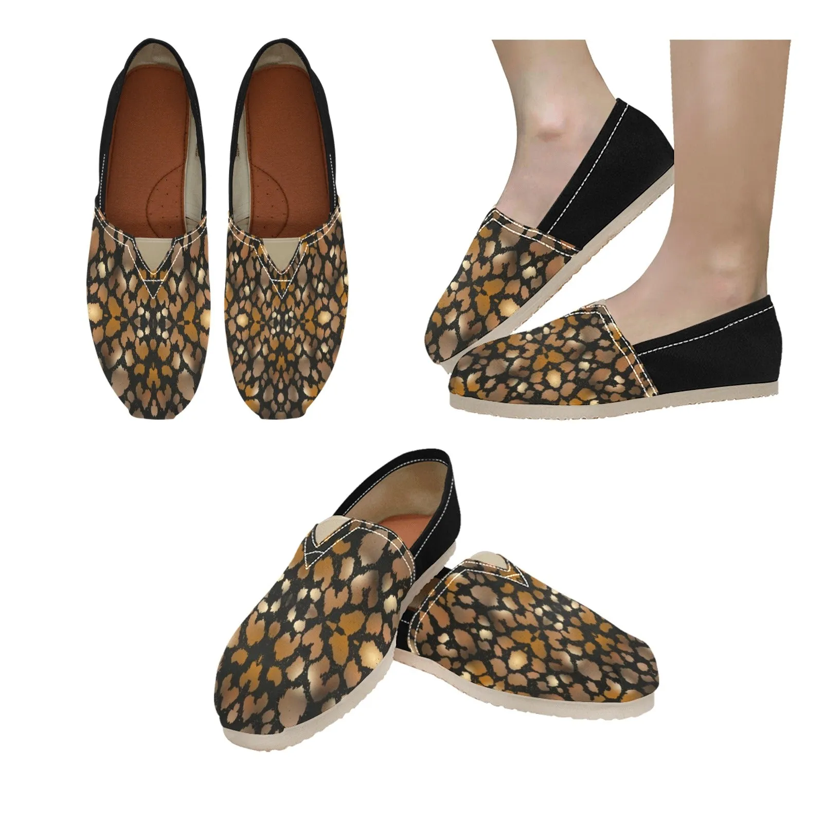 Animal Print Women's Canvas Slip On Shoes up to size 14.5