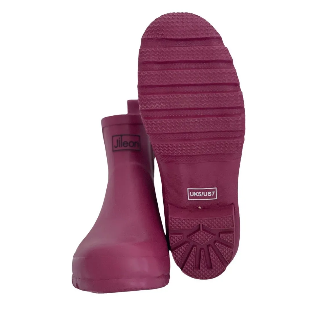 Ankle Height Rain Boots - Raspberry Red - Wide Foot - Easy to Slip On