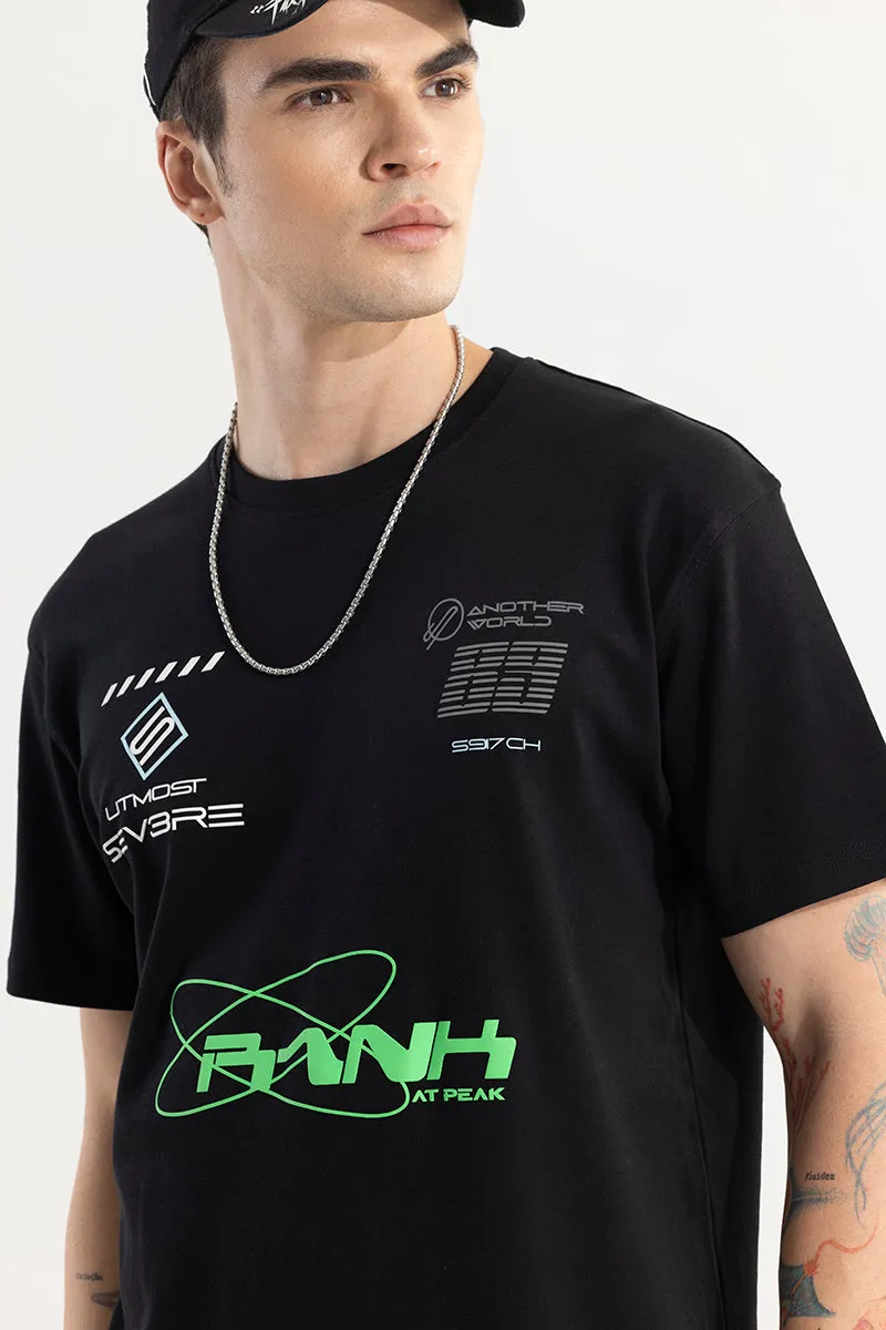 Another World Reflective Print Black T-Shirt