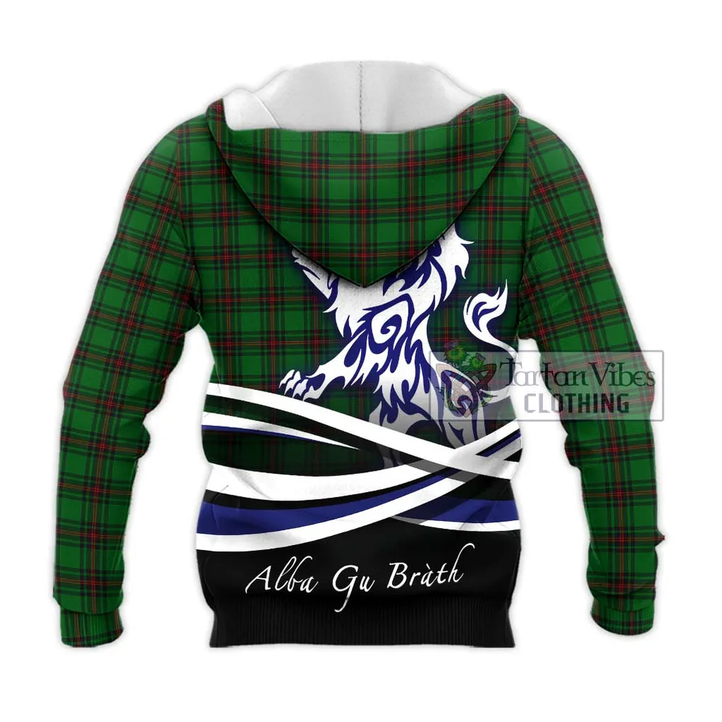 Anstruther Tartan Knitted Hoodie with Alba Gu Brath Regal Lion Emblem