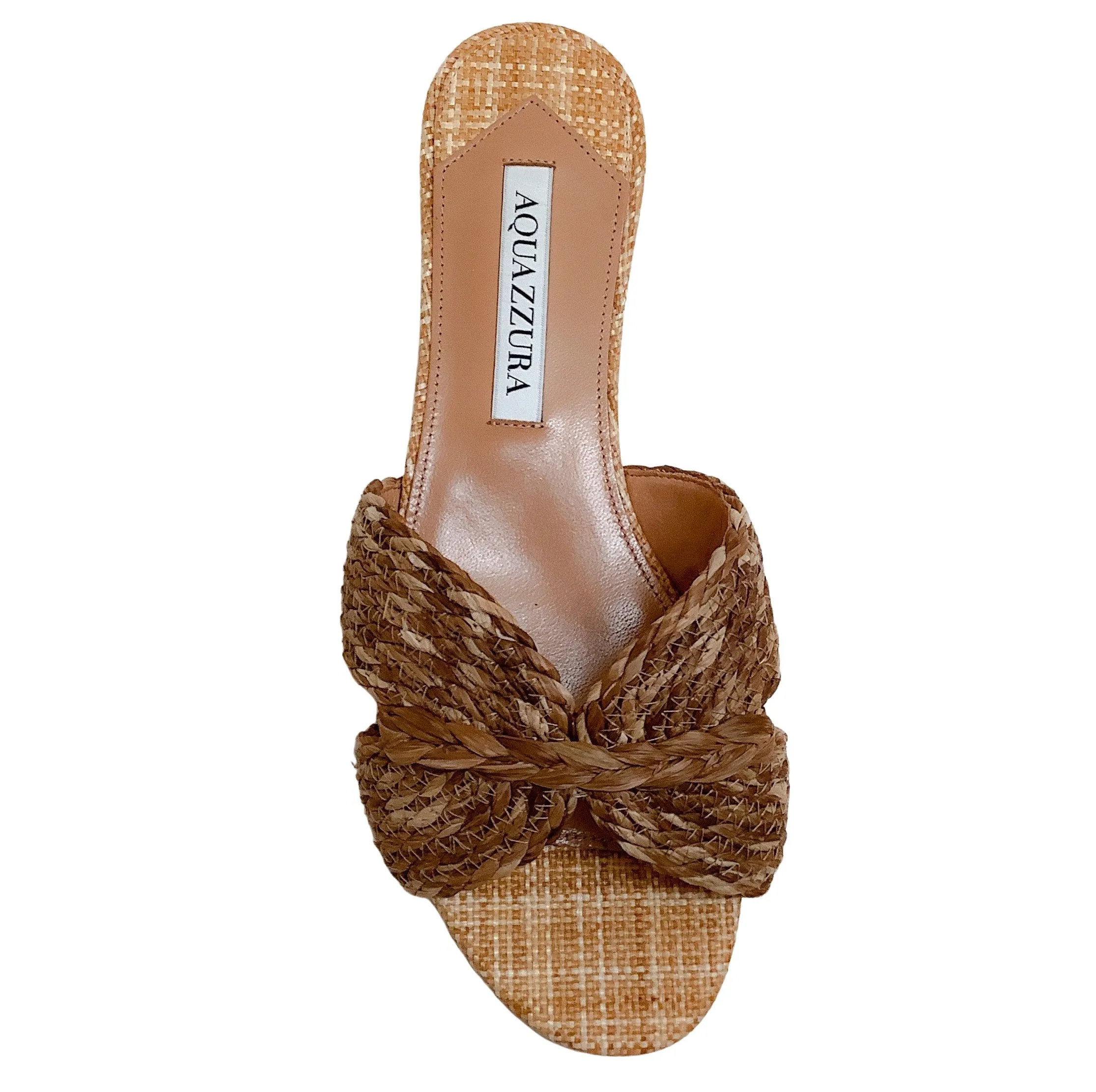 Aquazzura Natural Woven Raffia Rope Flat Sandals