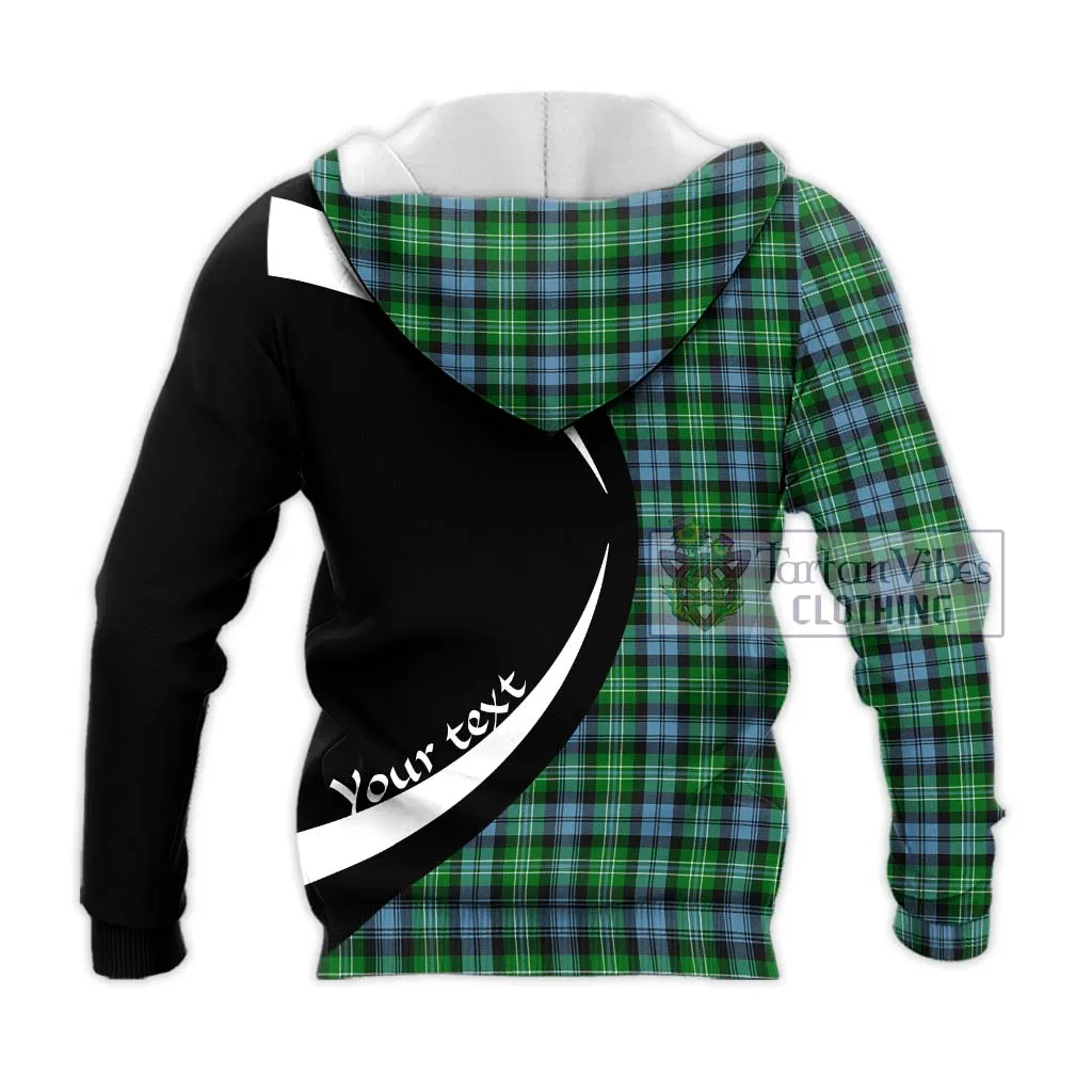 Arbuthnot Ancient Tartan Knitted Hoodie with Family Crest Circle Style