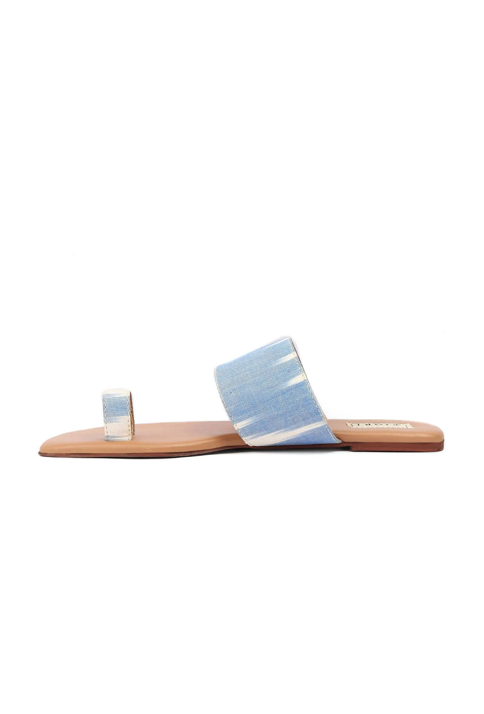 Arctic Blue & Tortilla Brown Ikat One Toe Cruelty Free Leather Flats