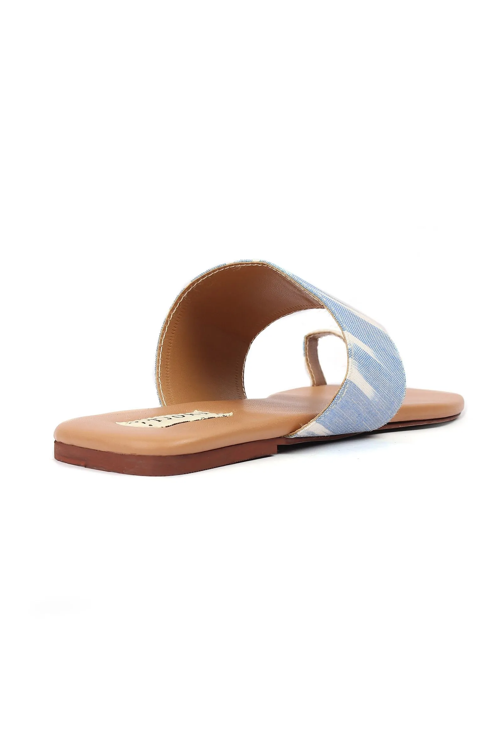 Arctic Blue & Tortilla Brown Ikat One Toe Cruelty Free Leather Flats