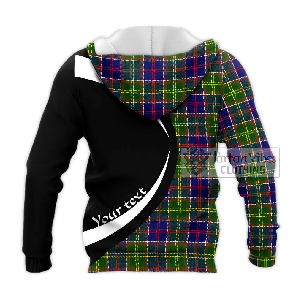 Arnott Tartan Knitted Hoodie with Family Crest Circle Style