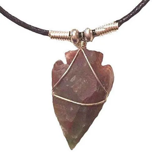 Arrowhead Pendant Necklace ~ Unisex -A Bit of Deja Vu Genuine Wire Wrapped Semi Precious Stone