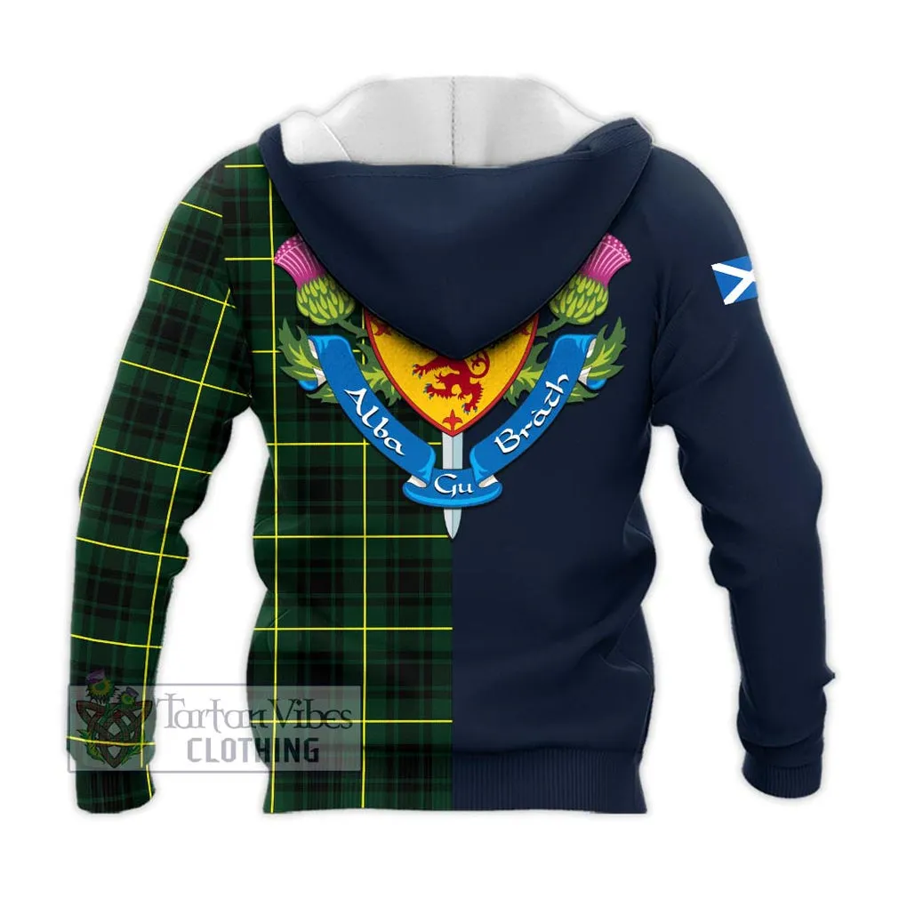 Arthur Modern Tartan Knitted Hoodie Alba with Scottish Lion Royal Arm Half Style