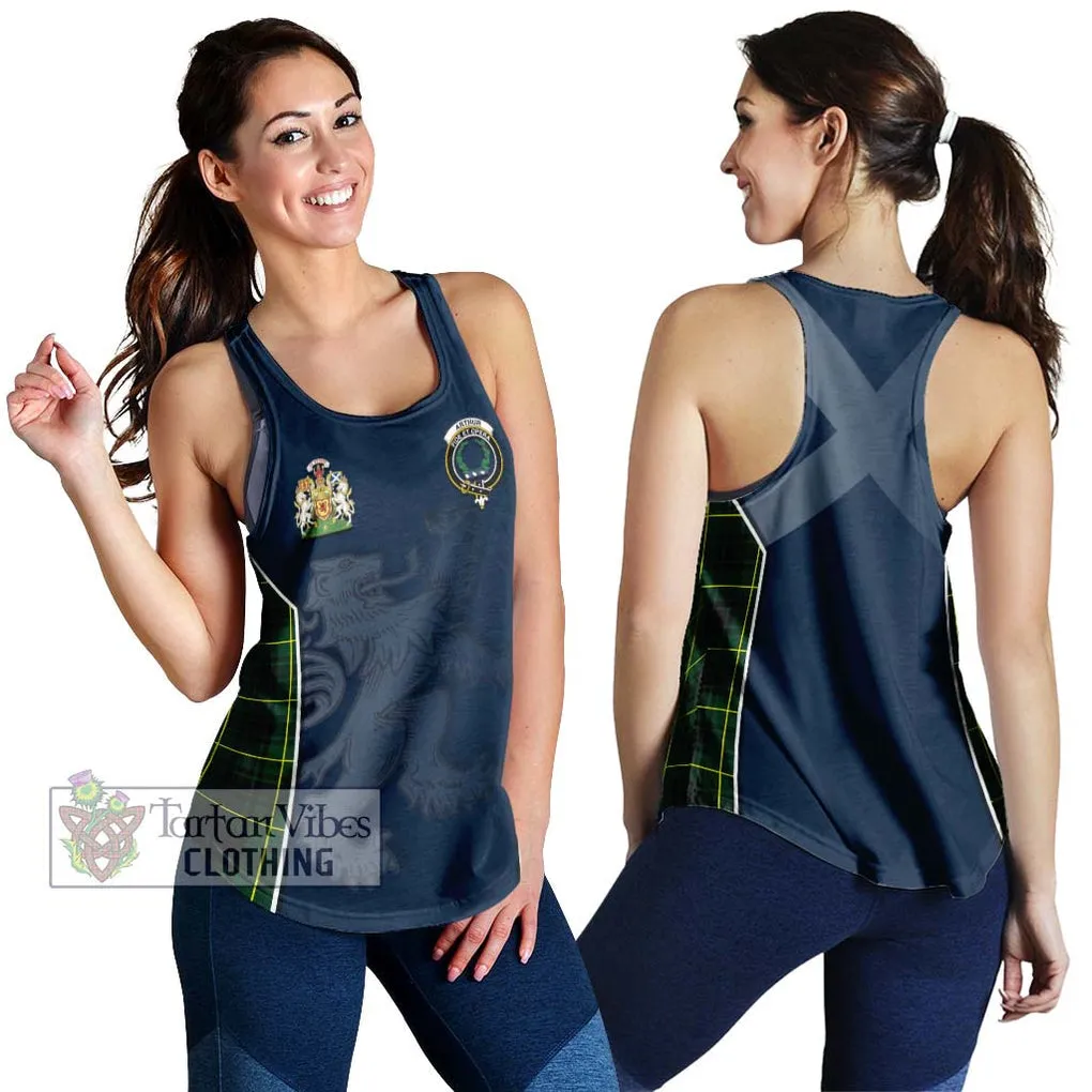 Arthur Modern Tartan Women's Racerback Tanks with Family Crest and Lion Rampant Vibes Sport Style