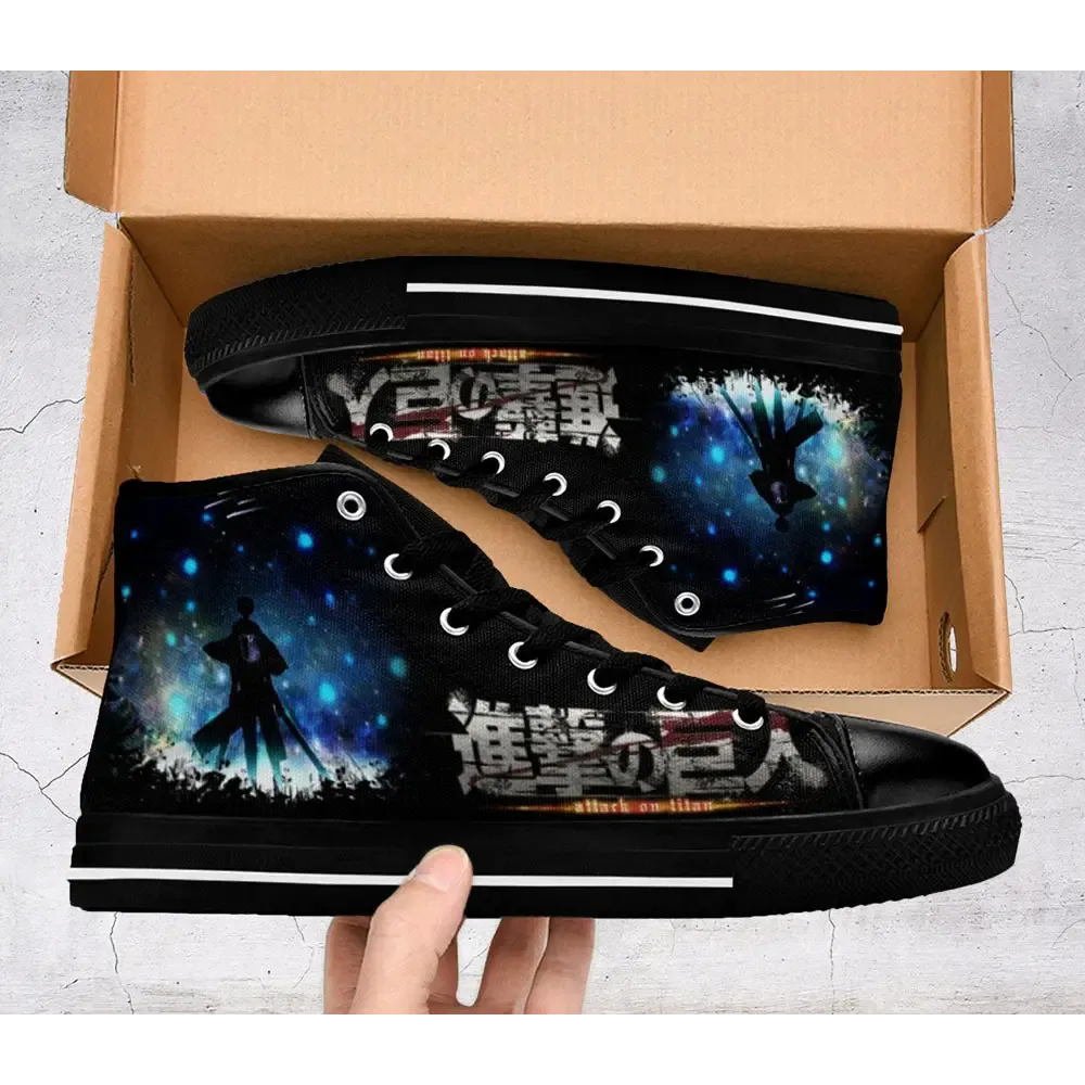 Attack On Titan Levi Ackerman Shoes High Top Sneakers for Kids and Adults