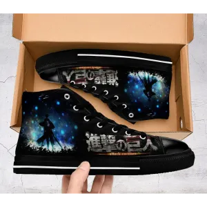 Attack On Titan Levi Ackerman Shoes High Top Sneakers for Kids and Adults