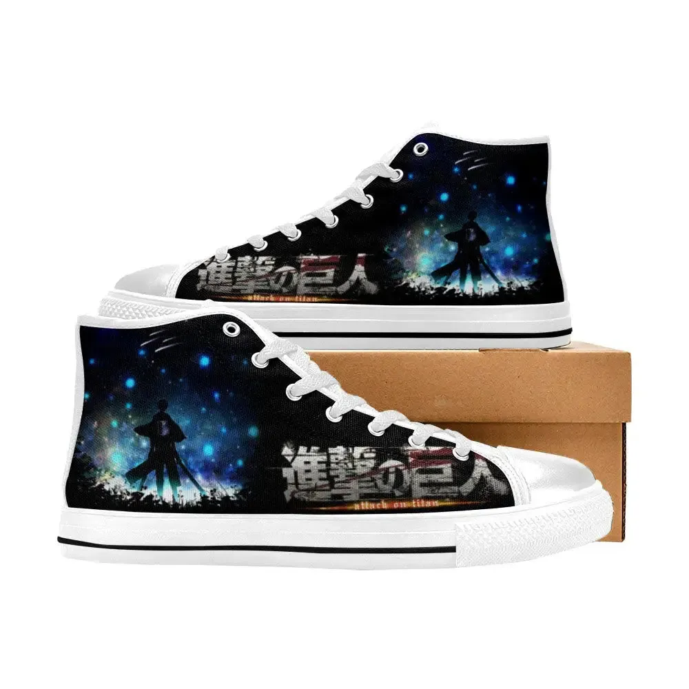 Attack On Titan Levi Ackerman Shoes High Top Sneakers for Kids and Adults