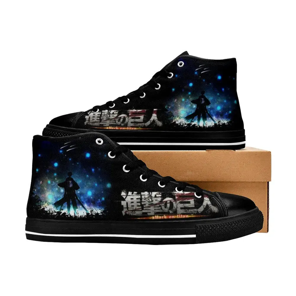 Attack On Titan Levi Ackerman Shoes High Top Sneakers for Kids and Adults