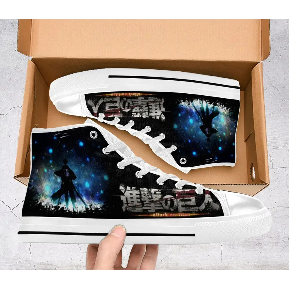 Attack On Titan Levi Ackerman Shoes High Top Sneakers for Kids and Adults