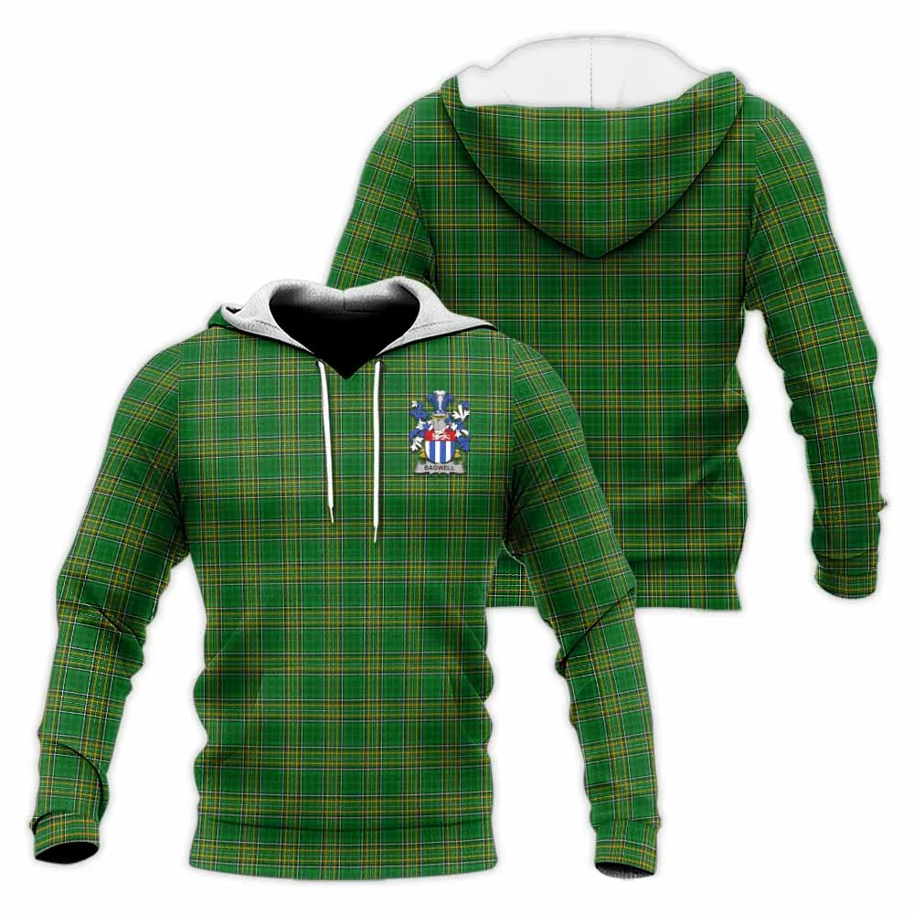 Bagwell Irish Clan Tartan Knitted Hoodie with Coat of Arms