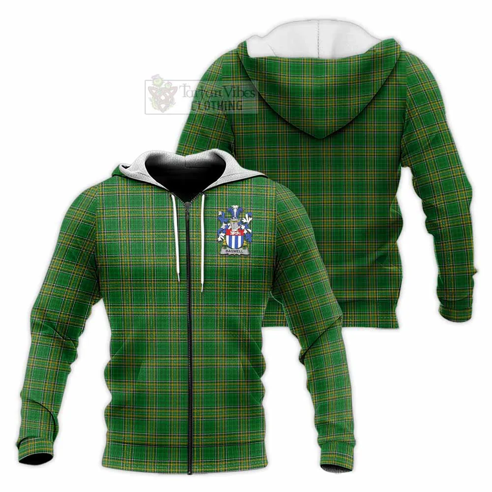 Bagwell Irish Clan Tartan Knitted Hoodie with Coat of Arms