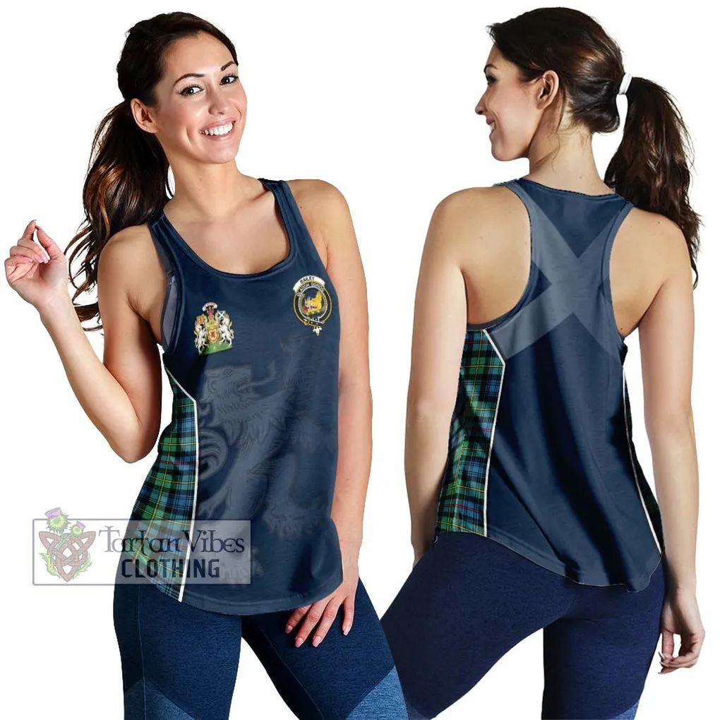 Bailey Ancient Tartan Women's Racerback Tanks with Family Crest and Lion Rampant Vibes Sport Style