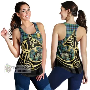 Bailey Ancient Tartan Women's Racerback Tanks with Family Crest Celtic Wolf Style