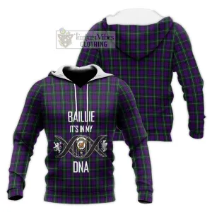 Baillie Highland Society Tartan Knitted Hoodie with Family Crest DNA In Me Style