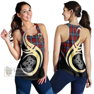 Baillie of Polkemmet Red Tartan Women's Racerback Tanks with Family Crest and Celtic Symbol Style