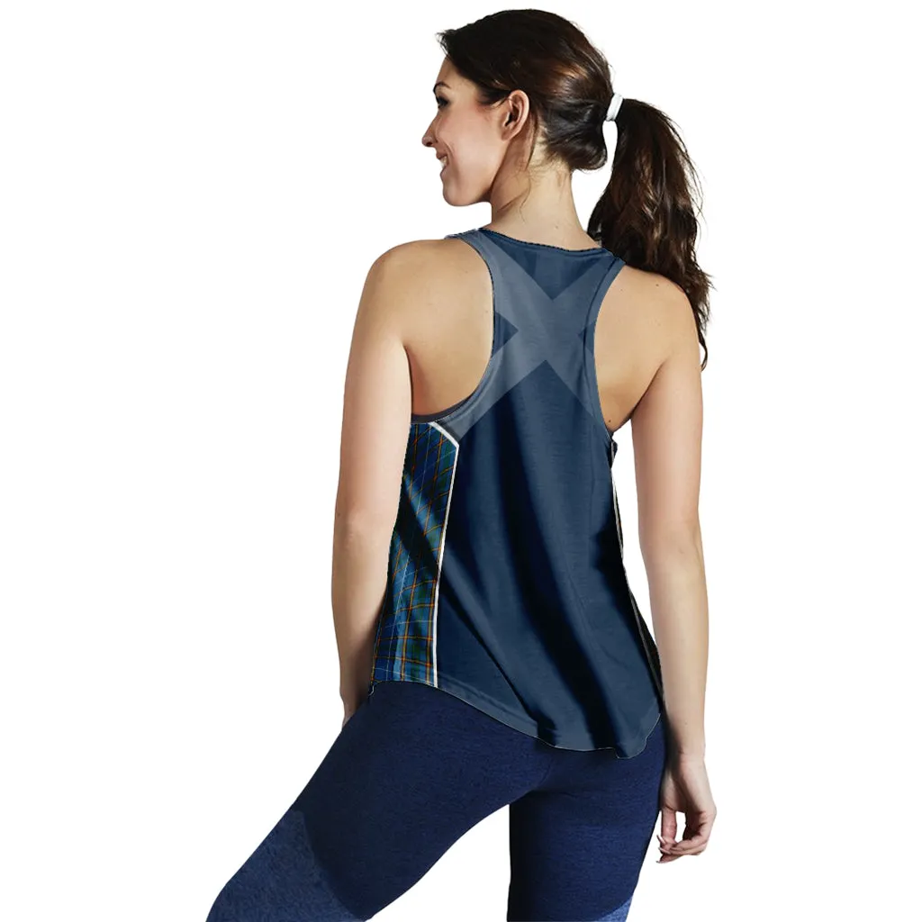 Bain Tartan Women's Racerback Tanks with Family Crest and Scottish Thistle Vibes Sport Style