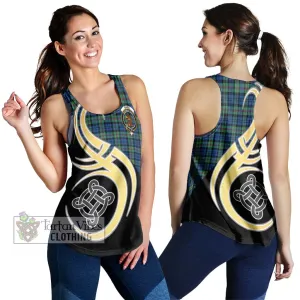 Baird Ancient Tartan Women's Racerback Tanks with Family Crest and Celtic Symbol Style