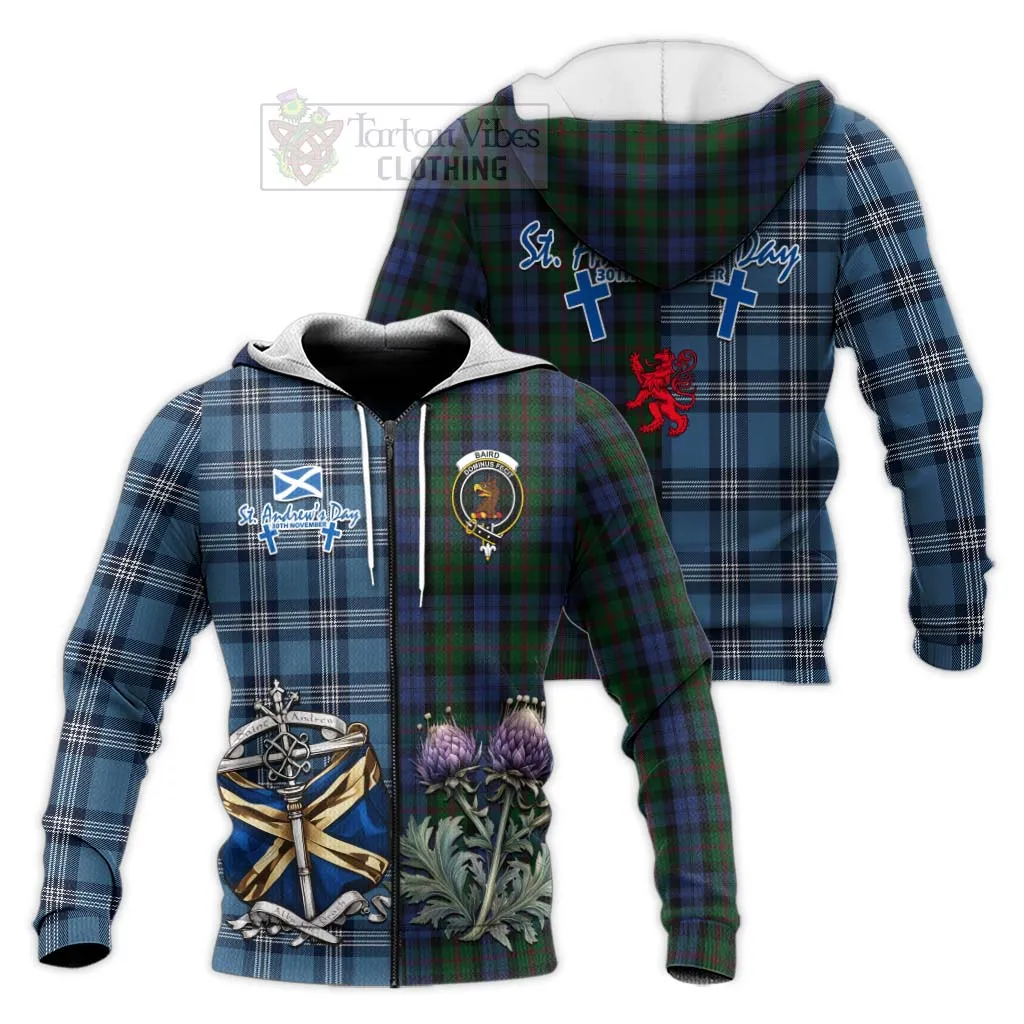 Baird Tartan Knitted Hoodie Happy St. Andrew's Day Half Tartan Style