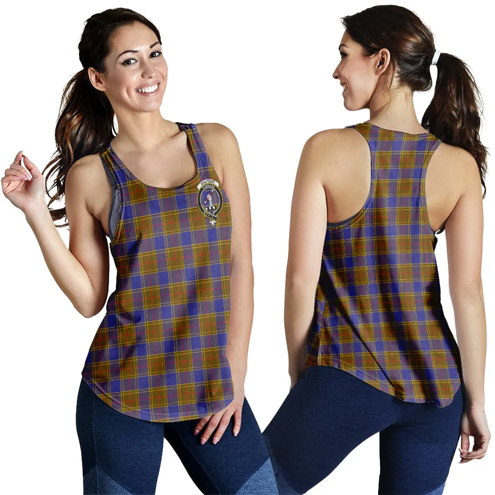 Balfour Tartan Women Racerback Tanks with Family Crest