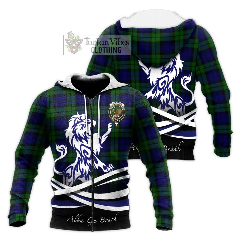 Bannatyne Tartan Knitted Hoodie with Alba Gu Brath Regal Lion Emblem