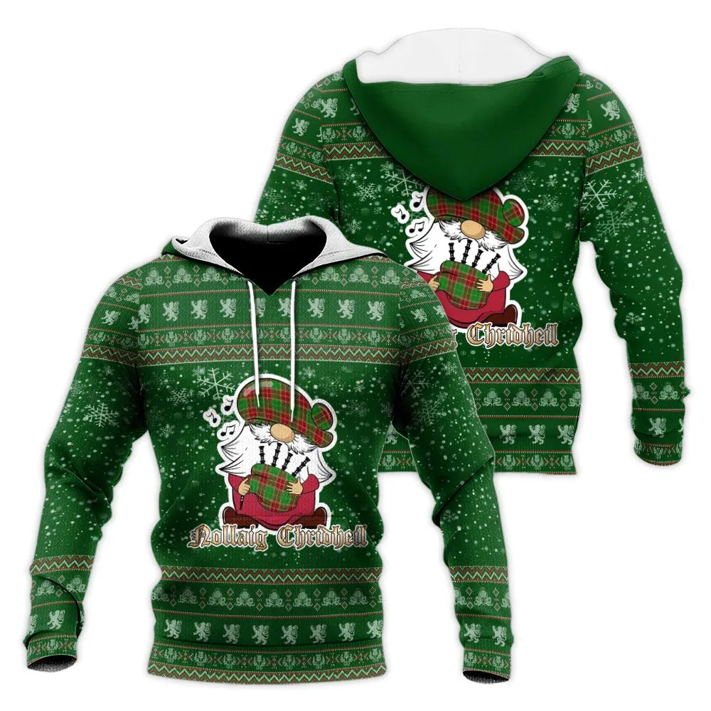 Baxter Modern Clan Christmas Knitted Hoodie with Funny Gnome Playing Bagpipes