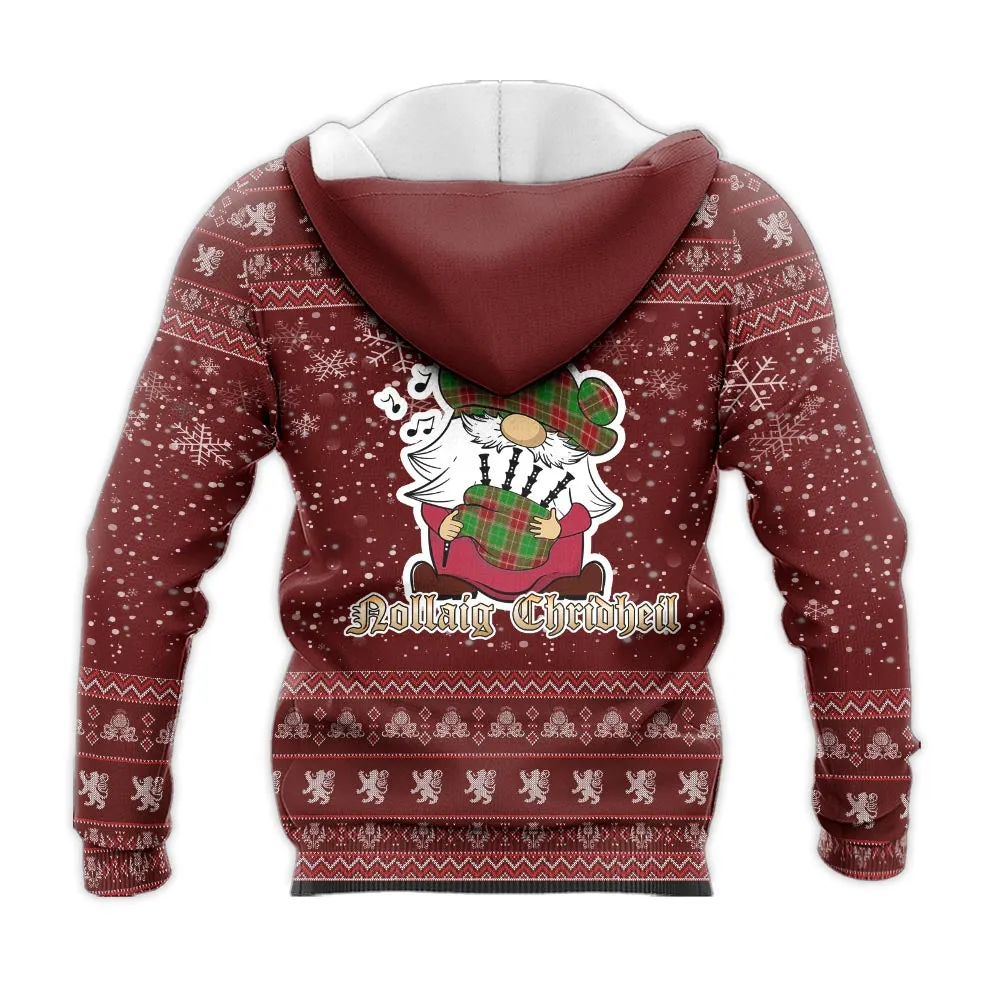 Baxter Modern Clan Christmas Knitted Hoodie with Funny Gnome Playing Bagpipes