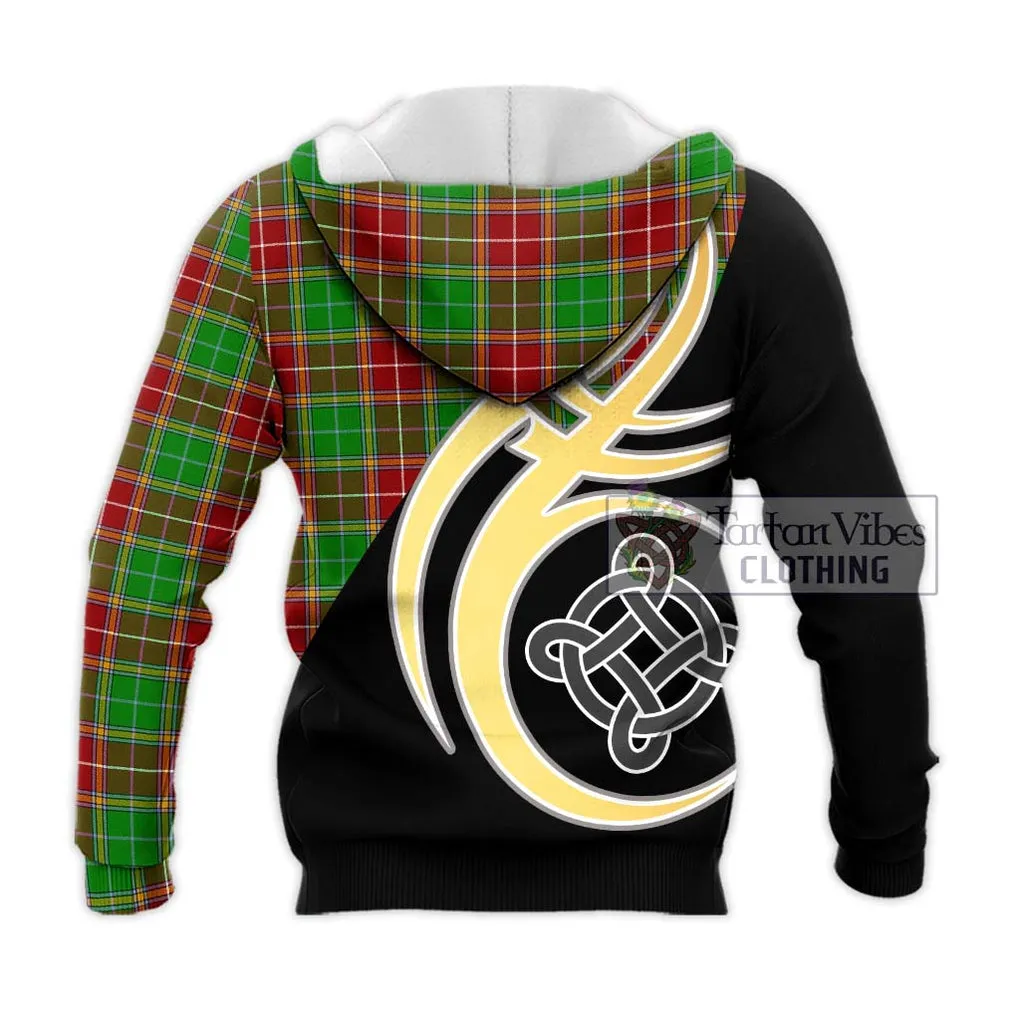 Baxter Modern Tartan Knitted Hoodie with Family Crest and Celtic Symbol Style