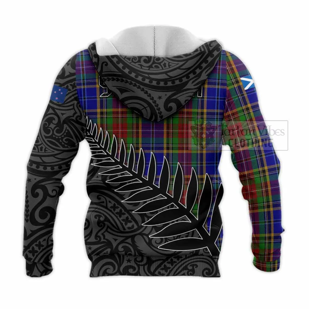 Beattie (Beatty) Crest Tartan Knitted Hoodie with New Zealand Silver Fern Half Style