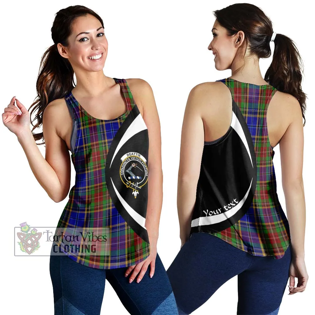 Beattie Tartan Women's Racerback Tanks with Family Crest Circle Style