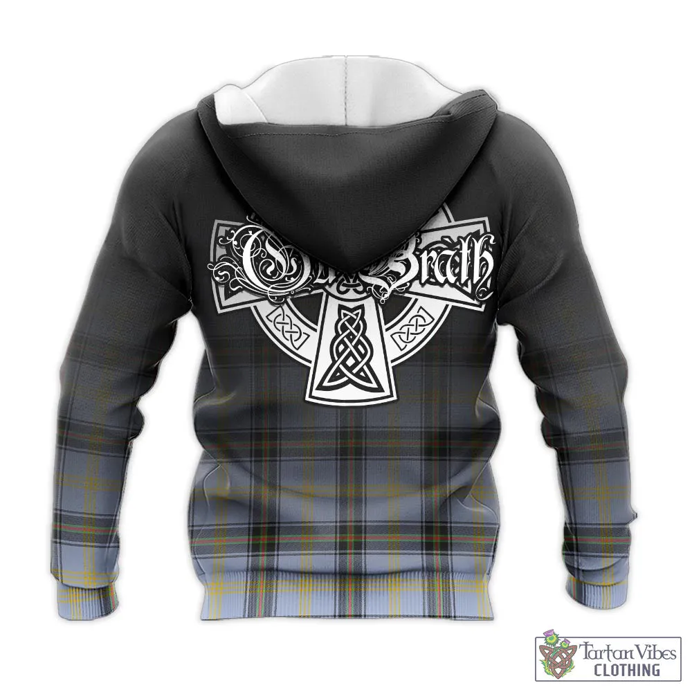 Bell Tartan Knitted Hoodie Featuring Alba Gu Brath Family Crest Celtic Inspired